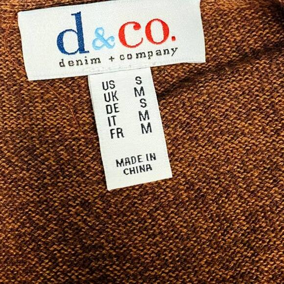 DENIM & CO Sz S copper open brown long sleeve open knit sweater cardigan NEW B29 - Picture 3 of 7